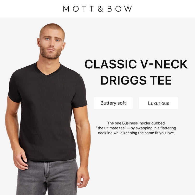 Men wearing White Mott&Bow | Classic V-Neck Driggs tee tt