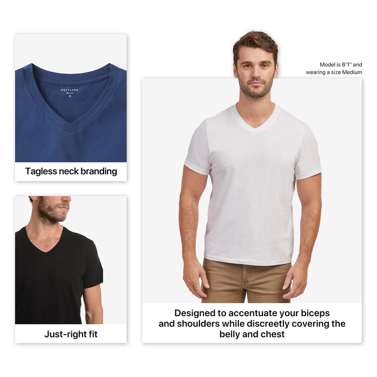 Men wearing White Mott&Bow | Classic V-Neck Driggs tee tt