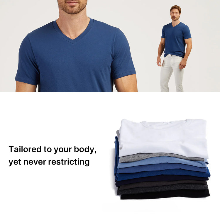 Men wearing White Mott&Bow | Classic V-Neck Driggs tee tt