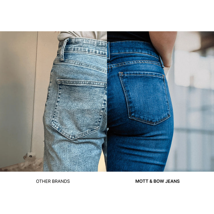 Women wearing Medium/Dark Blue Mott&Bow | Slim Straight Ridge Jeans tt