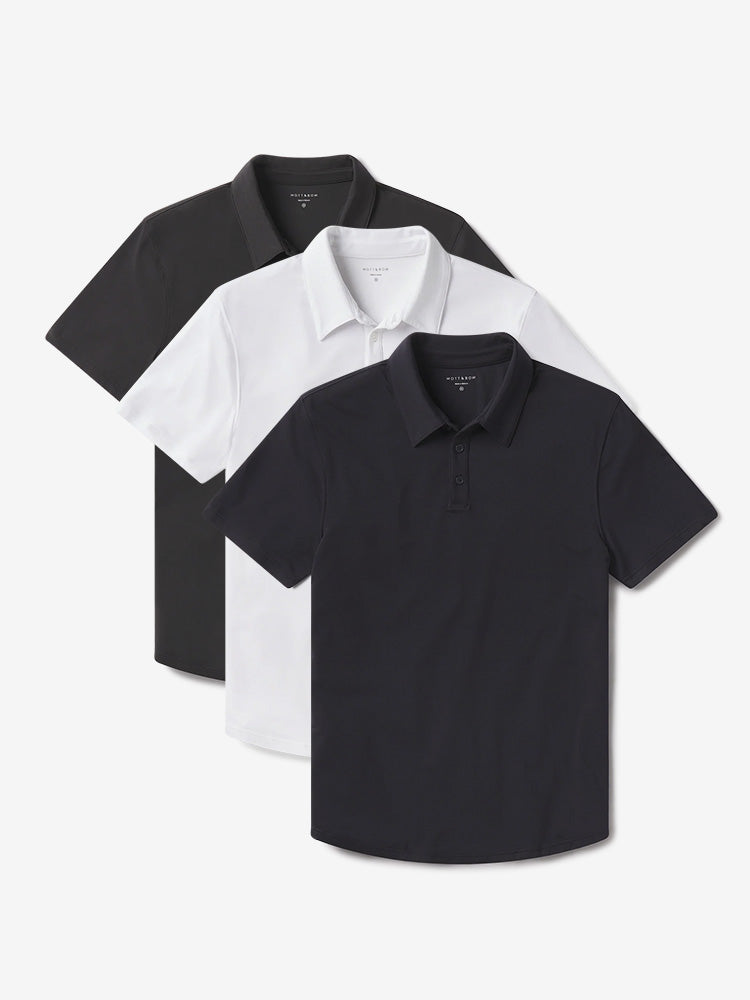 Men wearing Navy/Dark Gray/White Luxe Performance Polo 3-Pack