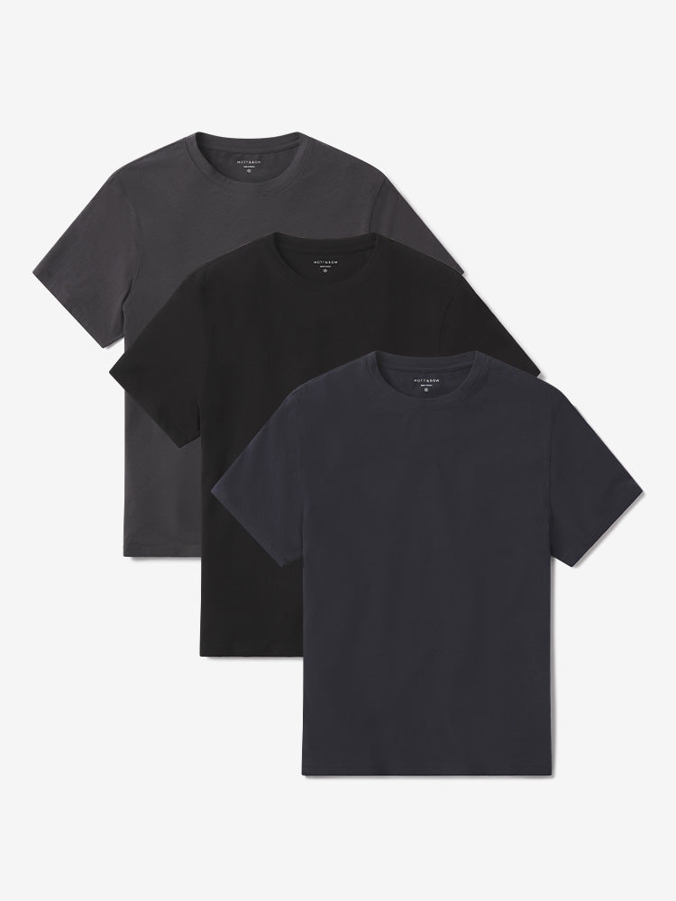 Men wearing Black/Navy/Dark Gray Luxe Stretch Tee 3-Pack