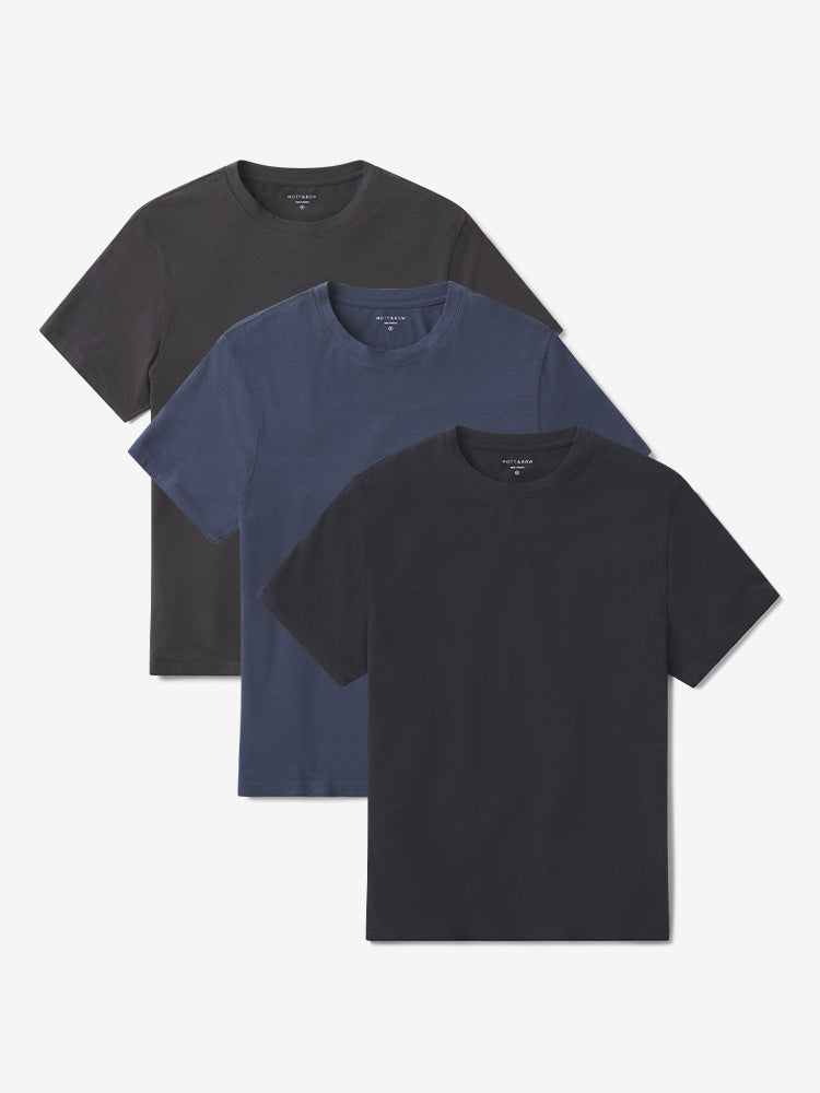 Men wearing Graphite Blue/Navy/Dark Gray Luxe Stretch Tee 3-Pack