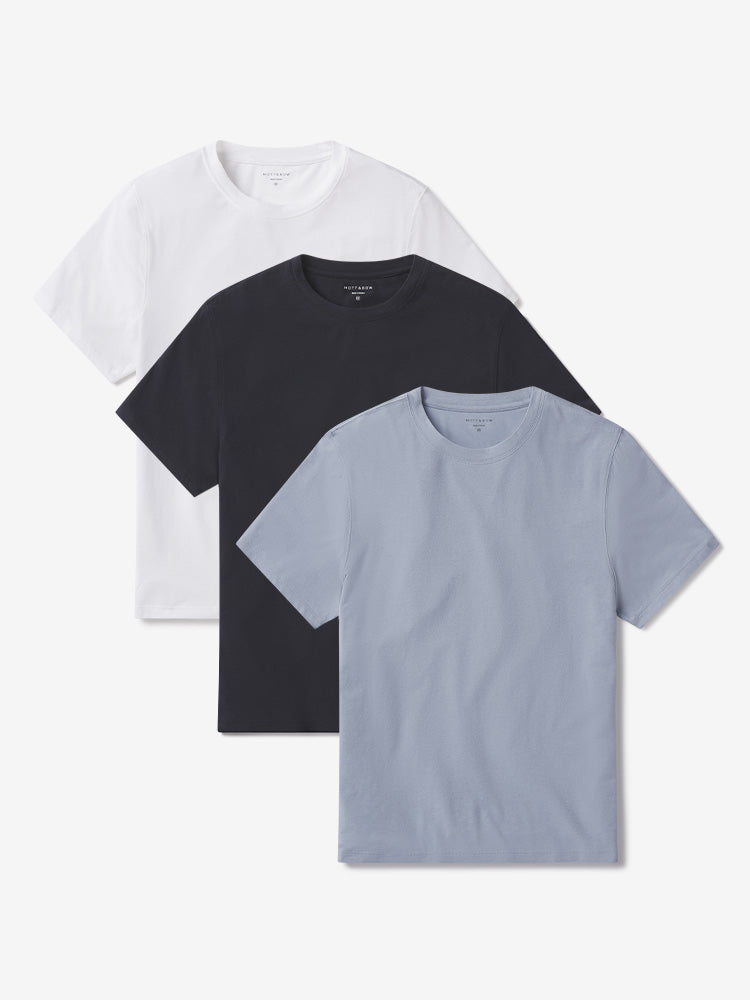 Men wearing White/California Blue/Navy Luxe Stretch Tee 3-Pack