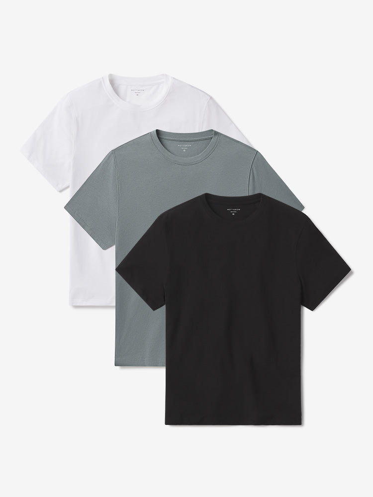 Men wearing White/Black/Sea Grass Luxe Stretch Tee 3-Pack