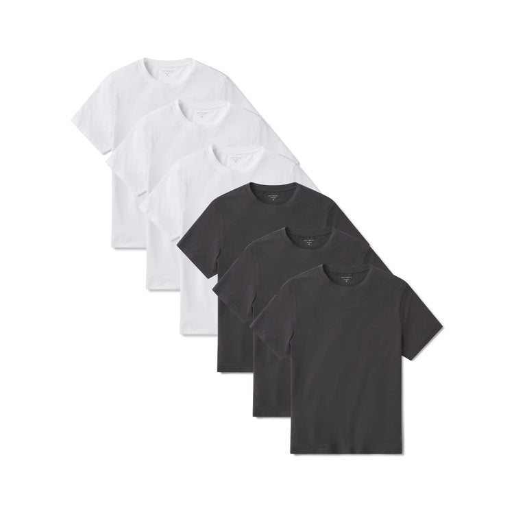 Men wearing White/Dark Gray Luxe Stretch Tee 6-Pack