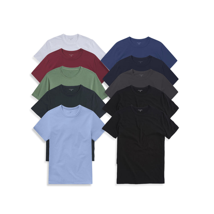 Men wearing Black/Black/White/Navy/Baltic Blue/Dark Gray/Pine/California Blue/Brick Red/Olive Classic Crew Driggs 10-Pack