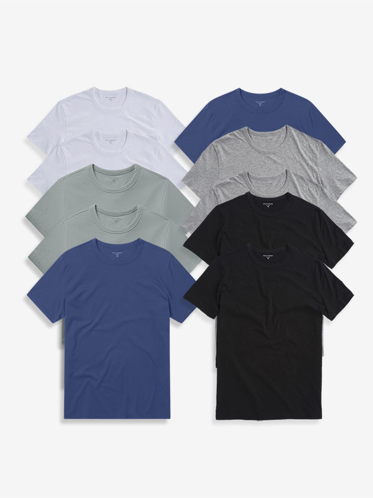 Men wearing White/Gray Green/Graphite Blue/Heather Gray/Black Classic Crew Driggs 10-Pack