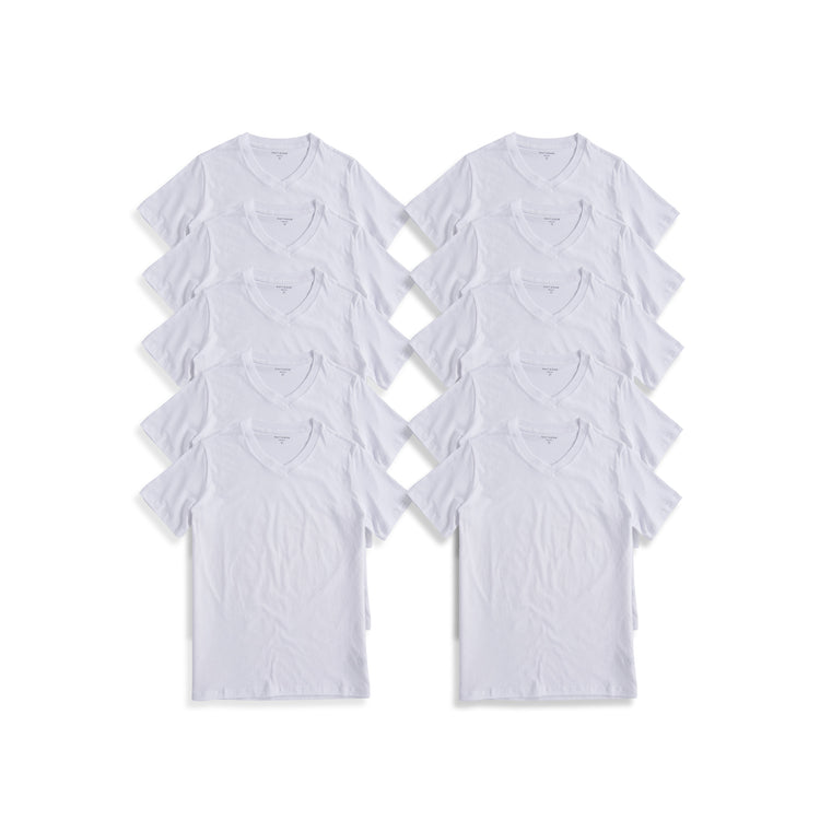 Men wearing White Classic V-Neck Driggs 10-Pack