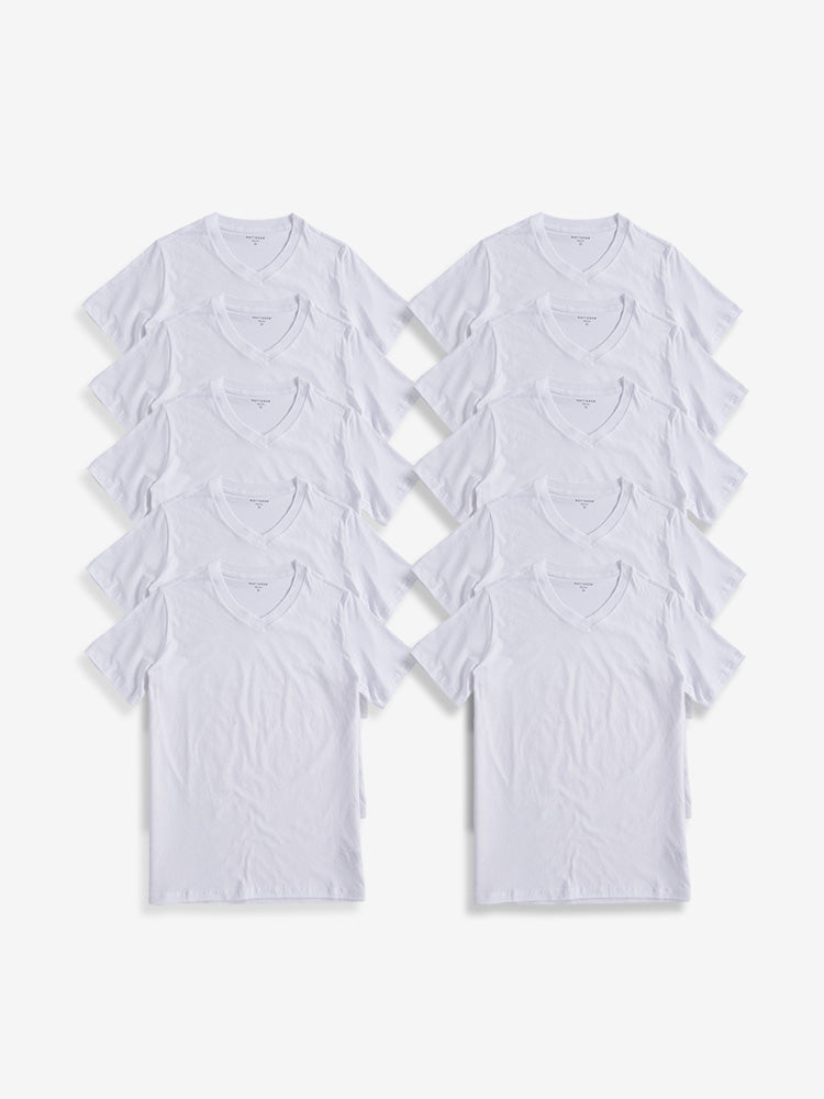 Men wearing White Classic V-Neck Driggs 10-Pack