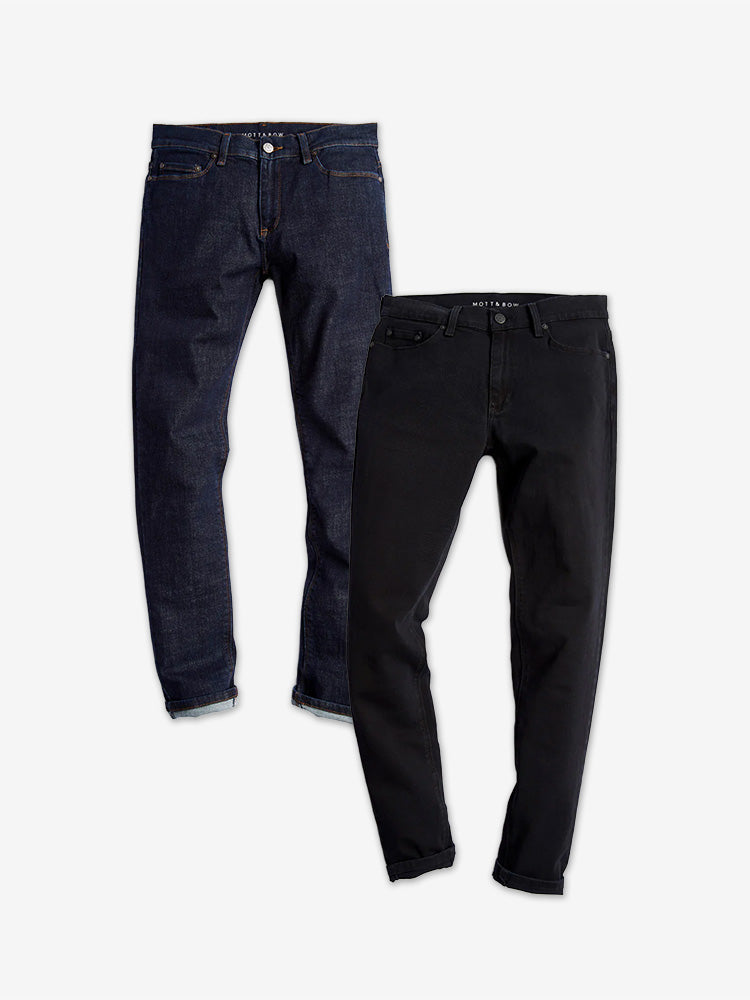 wearing Dark Blue/Black Skinny Wooster and Skinny Jay 2-Pack Jeans