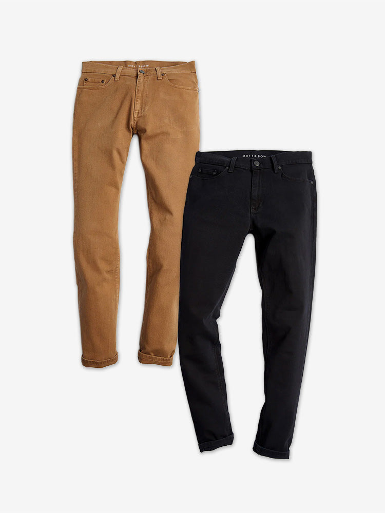 wearing Khaki/Black Skinny Mercer and Skinny Jay 2-Pack Jeans