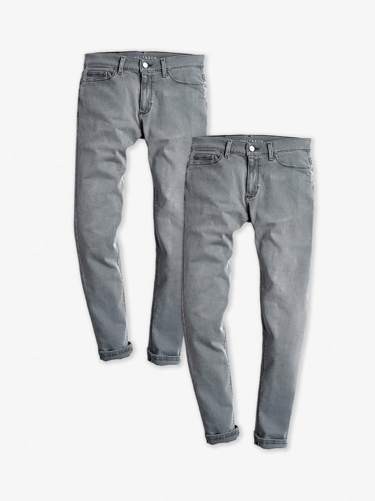 wearing Light Gray Slim Stone 2-Pack Jeans