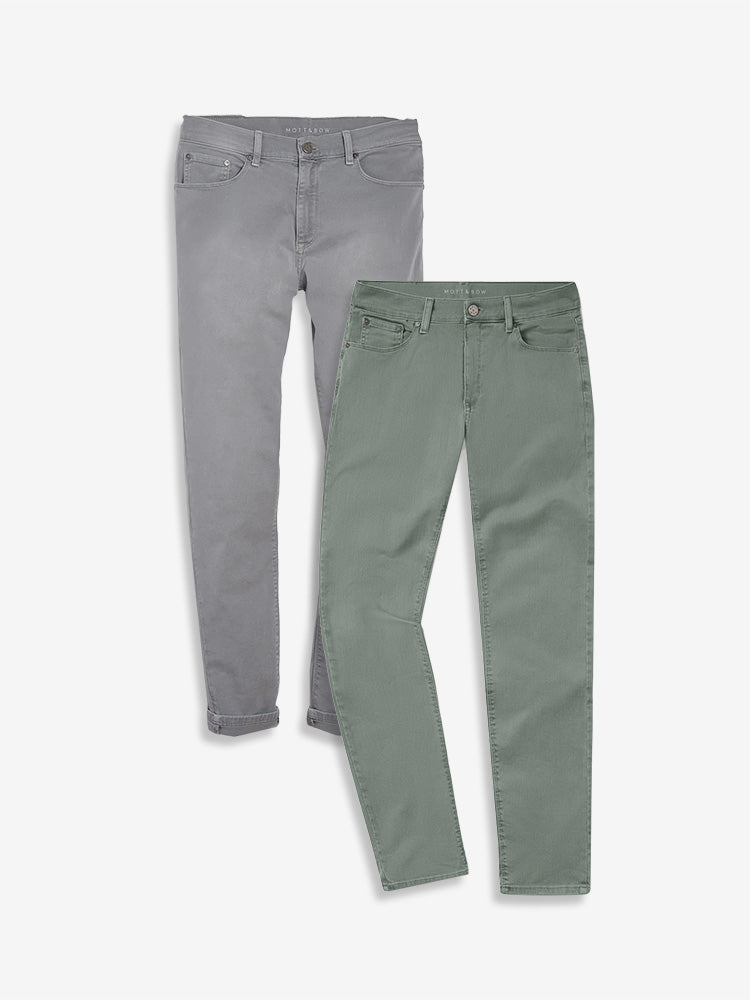 Men wearing Light Gray/Sage Slim Mercer Jeans 2-Pack