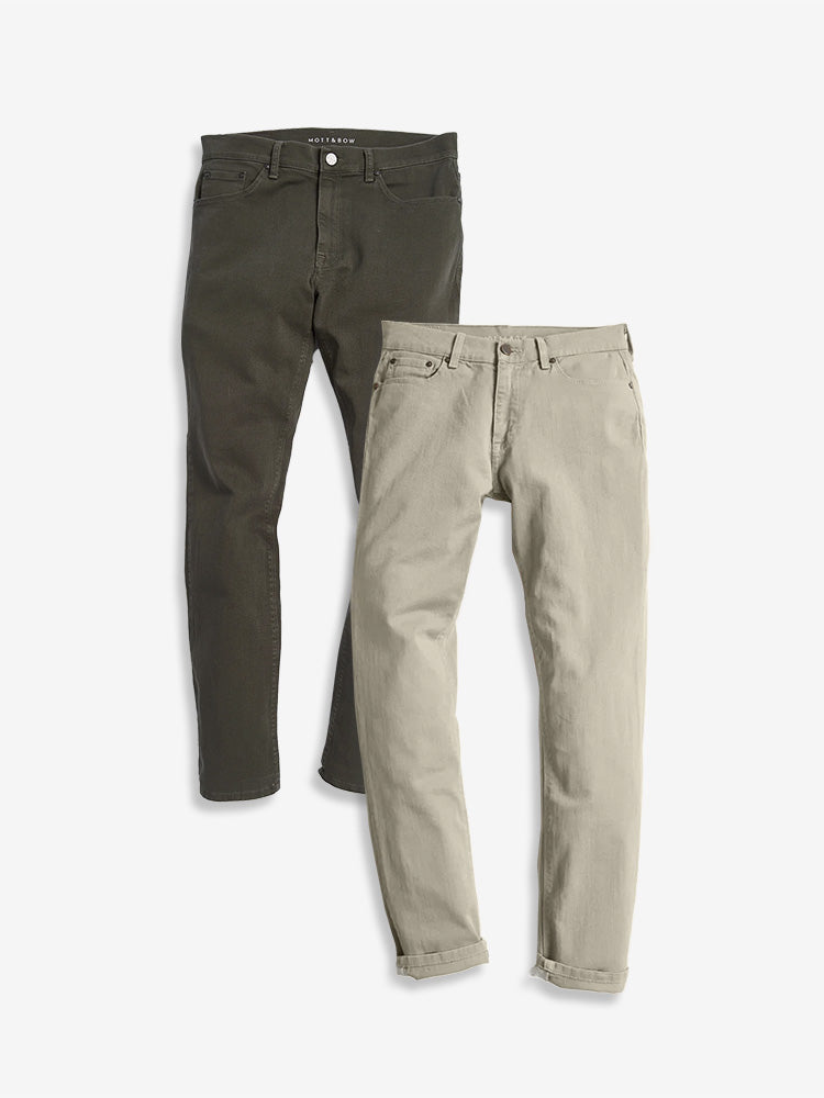 Men wearing Light Khaki/Military Green Straight Mercer Jeans 2-Pack