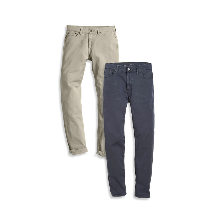 Men wearing Light Khaki/Slate Slim Mercer Jeans 2-Pack