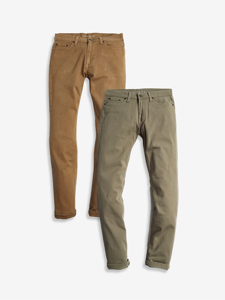 Men wearing Olive/Khaki Straight Mercer Jeans 2-Pack