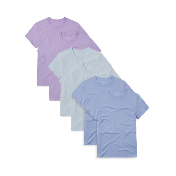 Women wearing Ice Blue/Hydrangea/Lilac Fitted Crew Marcy 6-Pack