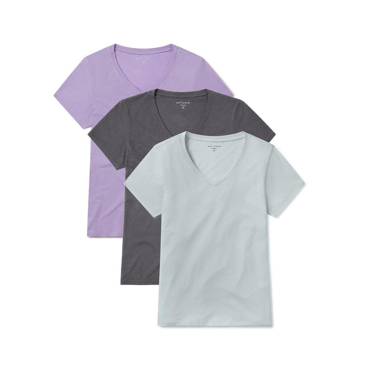 Women wearing Vine/Lilac/Noche Gray Fitted V-Neck Marcy 3-Pack