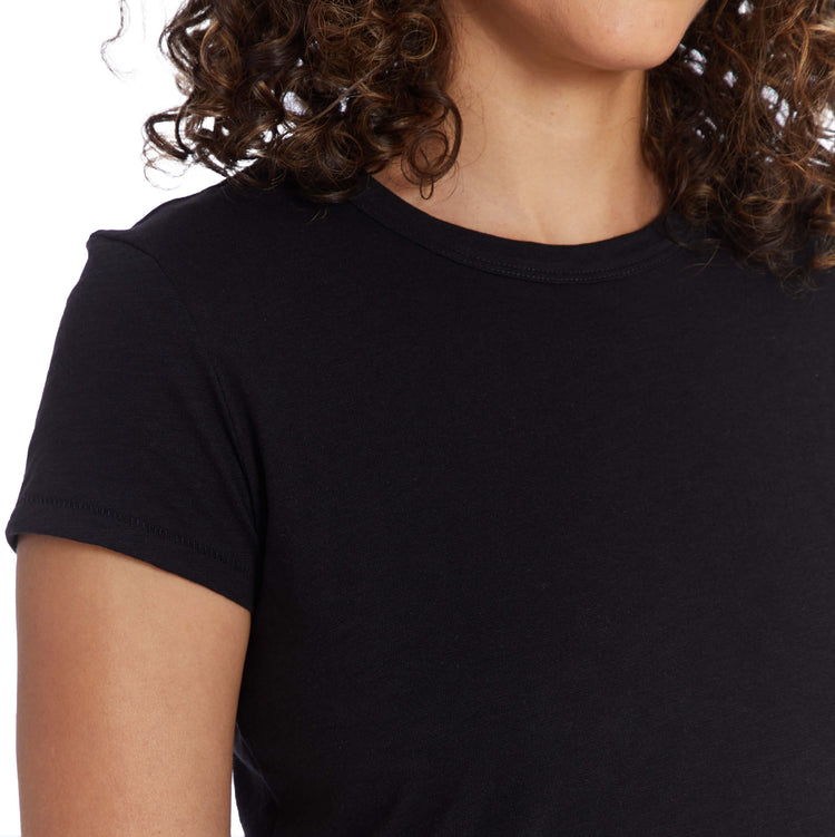 Women wearing Noir Classic Crew Slub Tee