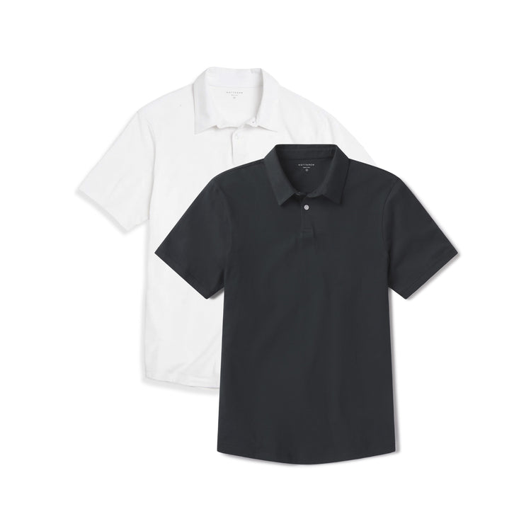 Men wearing Pine/White Jersey Sueded Polo 2-Pack