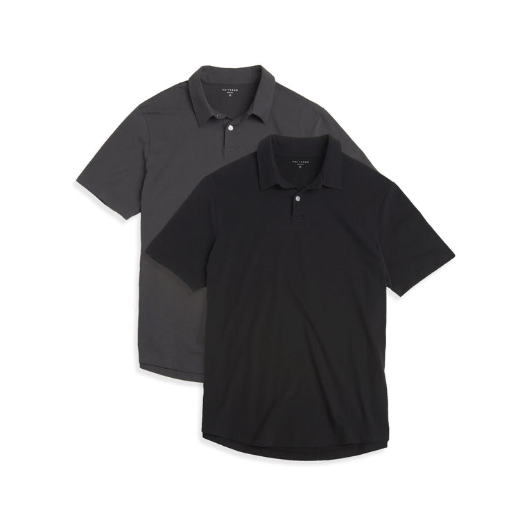 Men wearing Black/Dark Gray Jersey Sueded Polo 2-Pack
