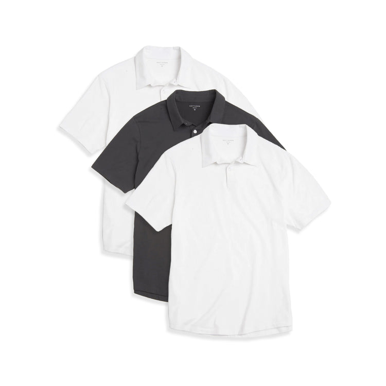 Men wearing White/White/Dark Gray Jersey Sueded Polo 3-Pack