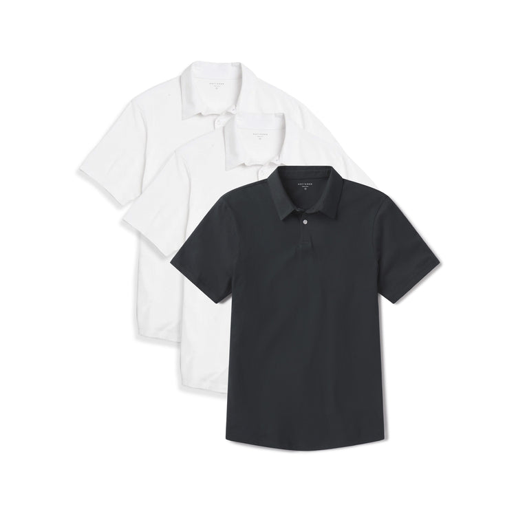 Men wearing White/White/Pine Jersey Sueded Polo 3-Pack