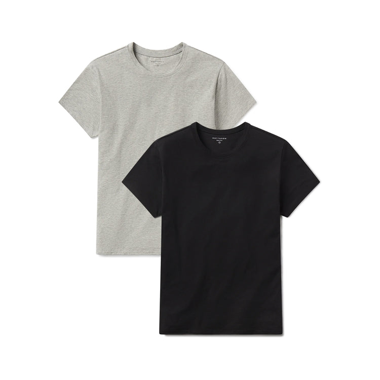 Women wearing Black/Heather Gray Relaxed Crew Marcy Tee 2-Pack