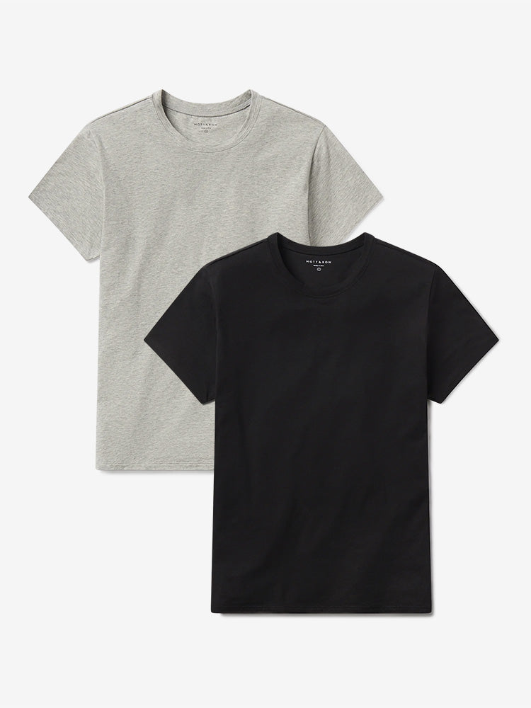 Women wearing Black/Heather Gray Relaxed Crew Marcy Tee 2-Pack