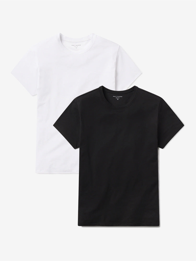 Women wearing White/Black Relaxed Crew Marcy Tee 2-Pack