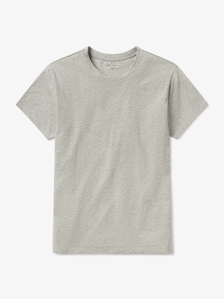 Women wearing Heather Gray Relaxed Crew Marcy Tee