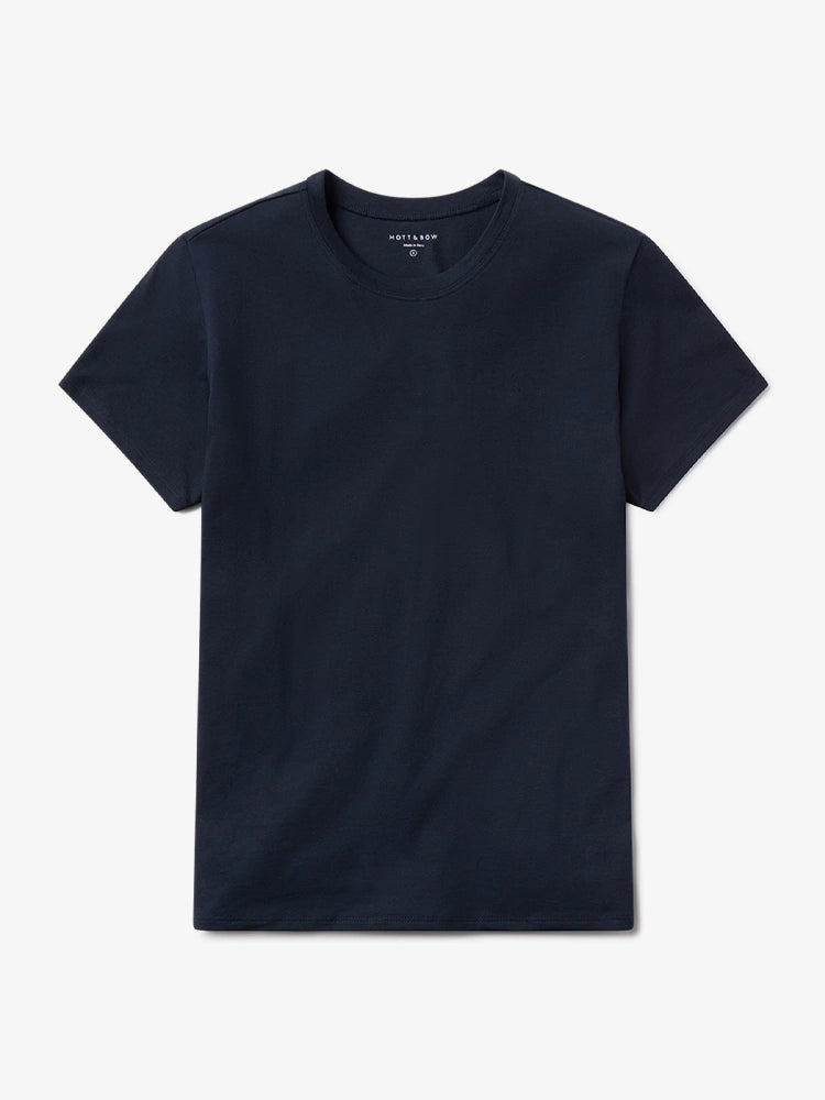 Women wearing Navy Relaxed Crew Marcy Tee