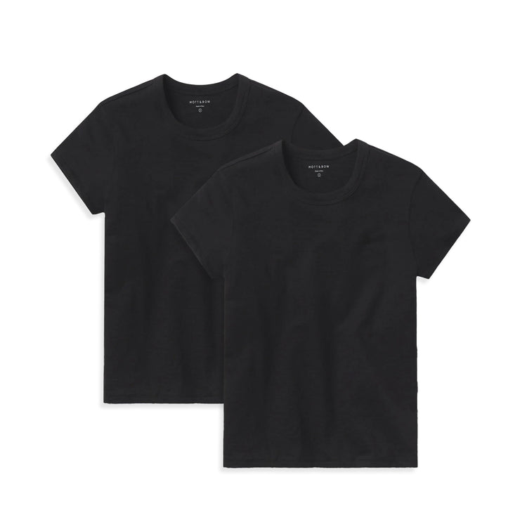 Women wearing Black Classic Crew Slub 2-Pack