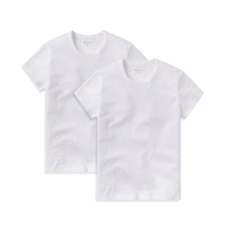 Women wearing White Classic Crew Slub 2-Pack