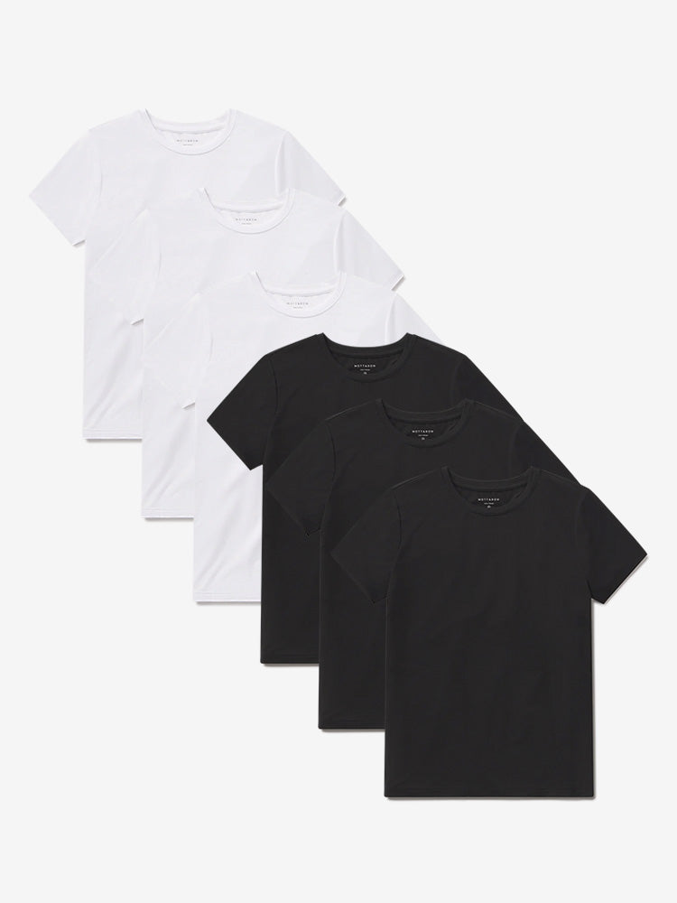 Women wearing Black/White Second Skin Crew Tee 6-Pack