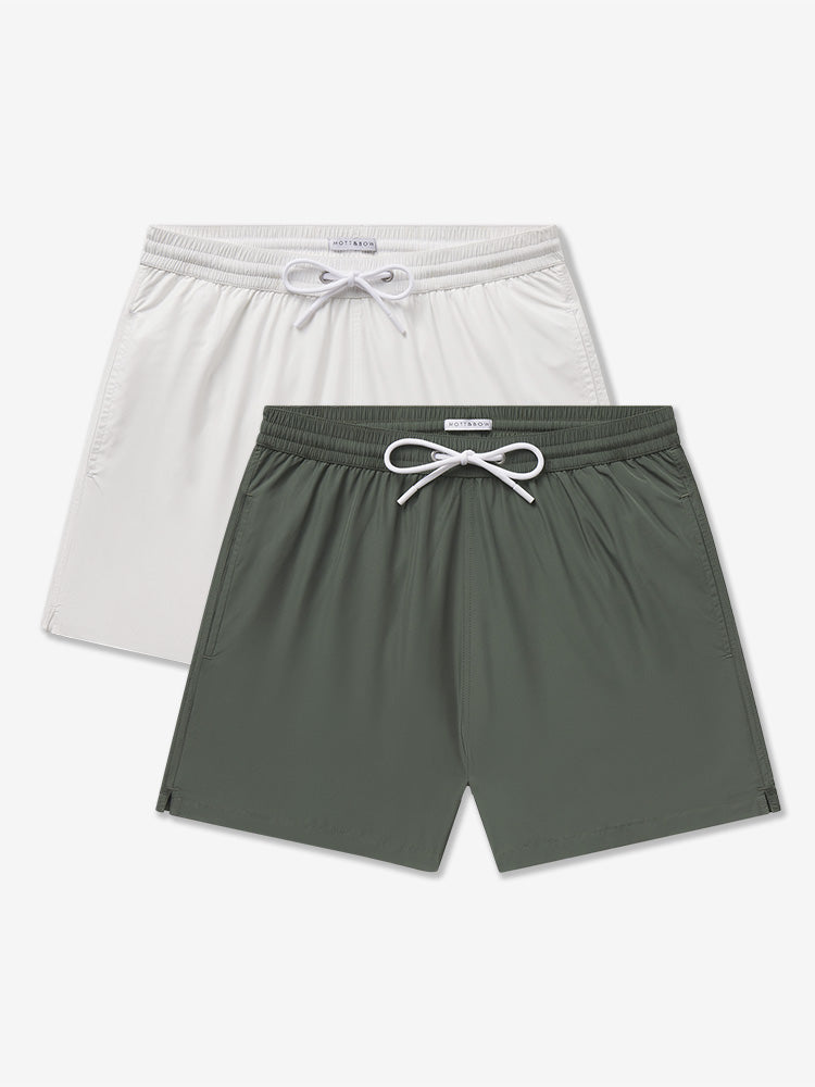 Men wearing White/Olive The Swim Trunk 2-Pack