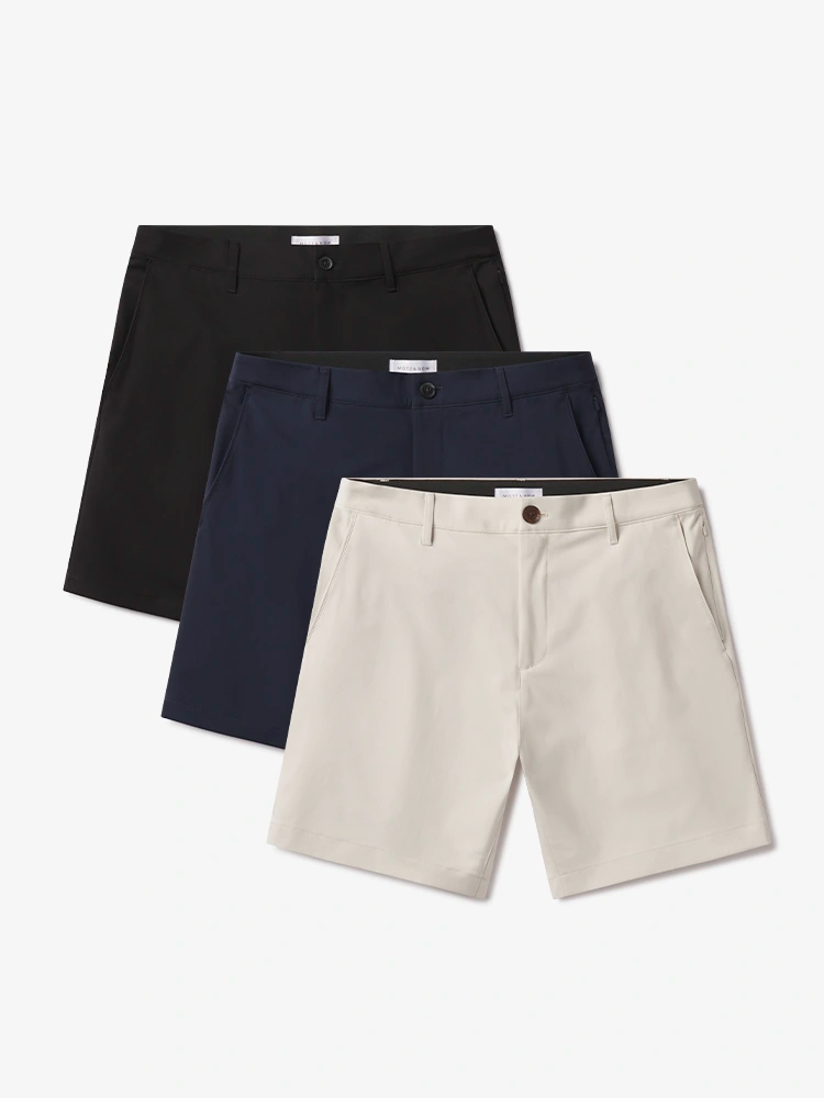 Men wearing Navy/Black/Stone Tech Short 3-Pack