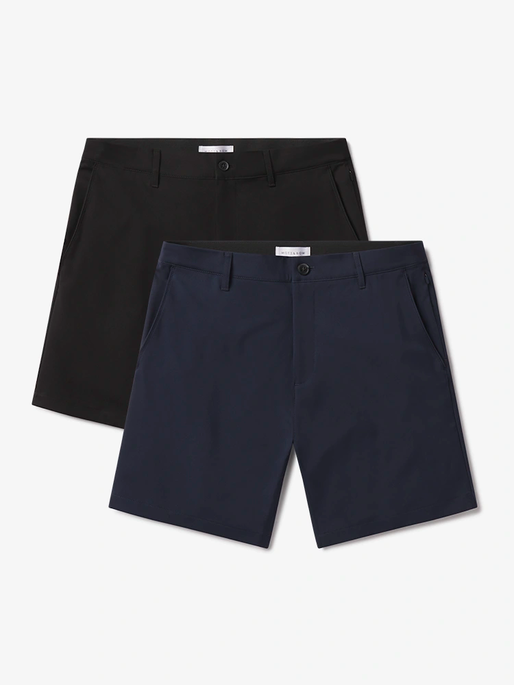 Men wearing Black/Navy Tech Short 2-Pack