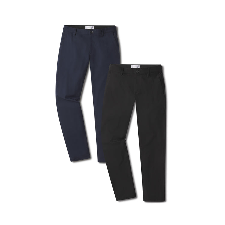 wearing Black/Navy Tech Slim Pants 2-Pack