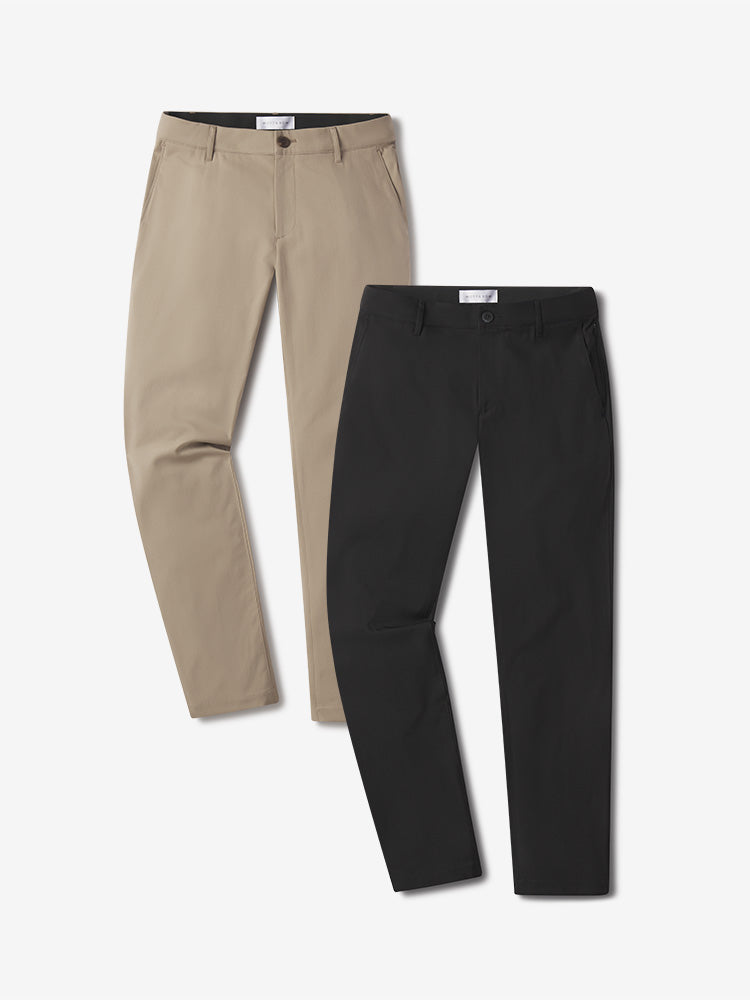 wearing Khaki/Black Tech Slim Pants 2-Pack