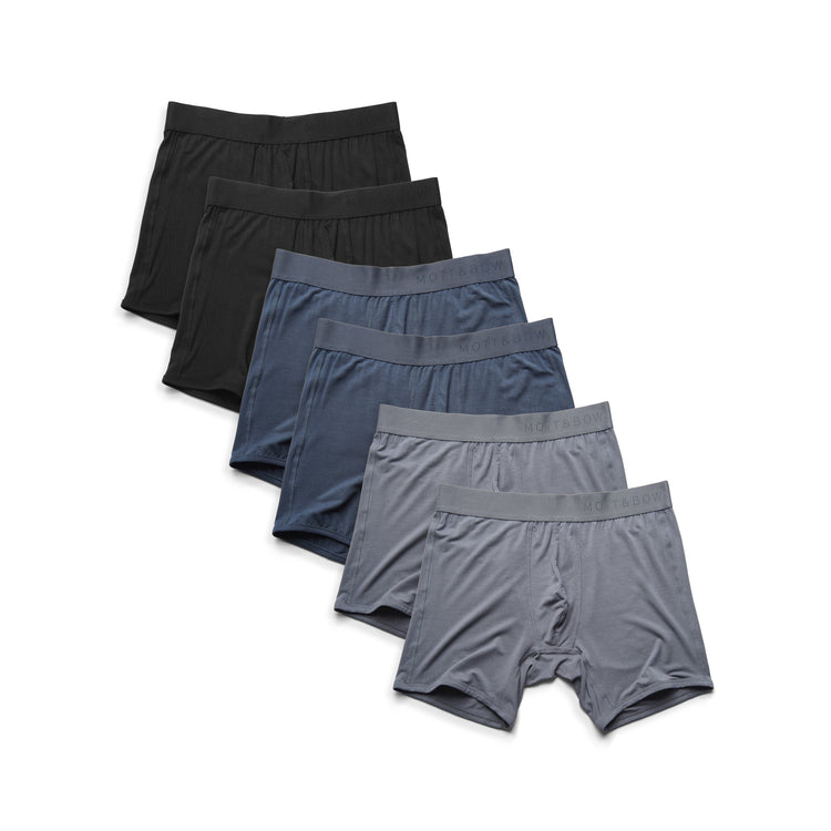 Men wearing Black/Steel Gray/Gray Boxer Brief 6-Pack