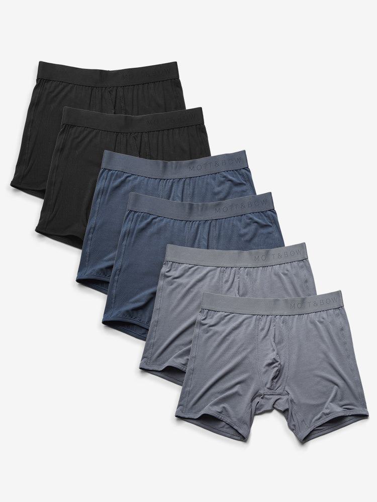 Men wearing Black/Steel Gray/Gray Boxer Brief 6-Pack