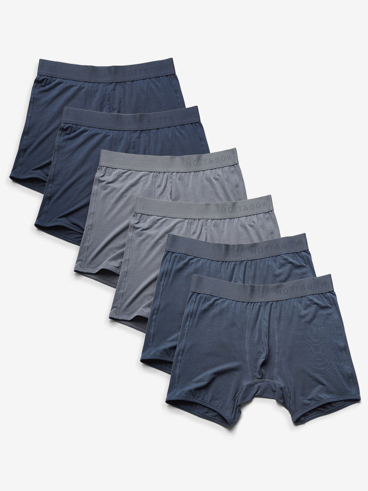 Men wearing Navy/Steel Gray/Gray Boxer Brief 6-Pack