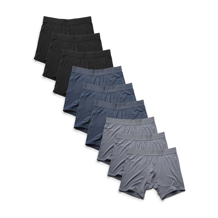 Men wearing Black/Steel Gray/Gray Boxer Brief 9-Pack