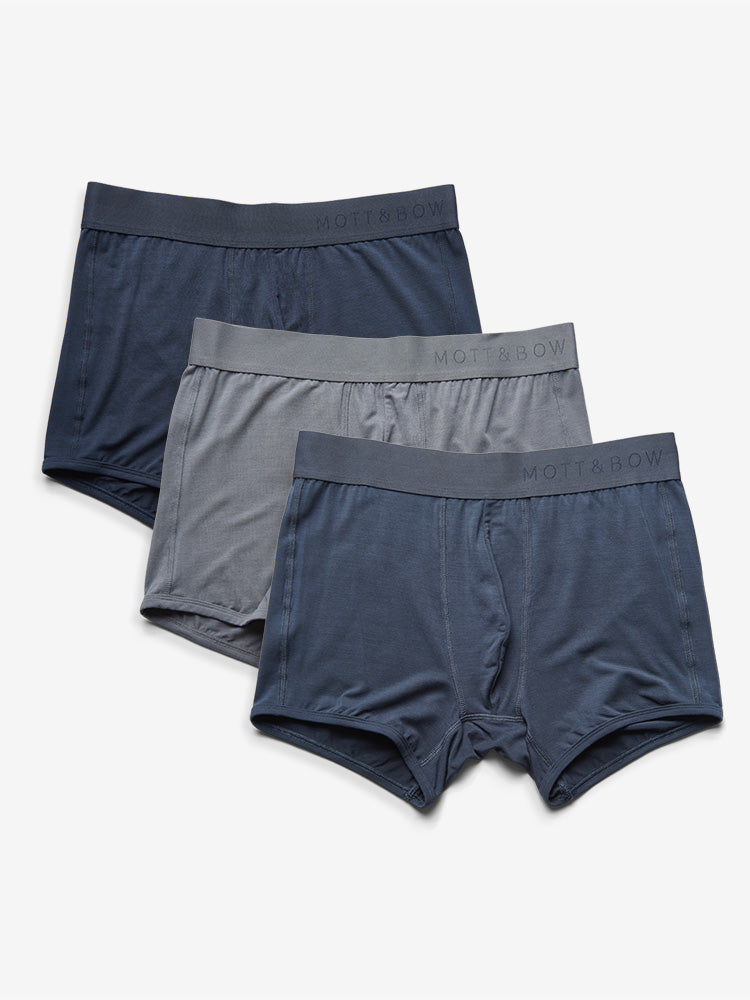 Men wearing Navy/Steel Gray/Gray Trunks 3-Pack