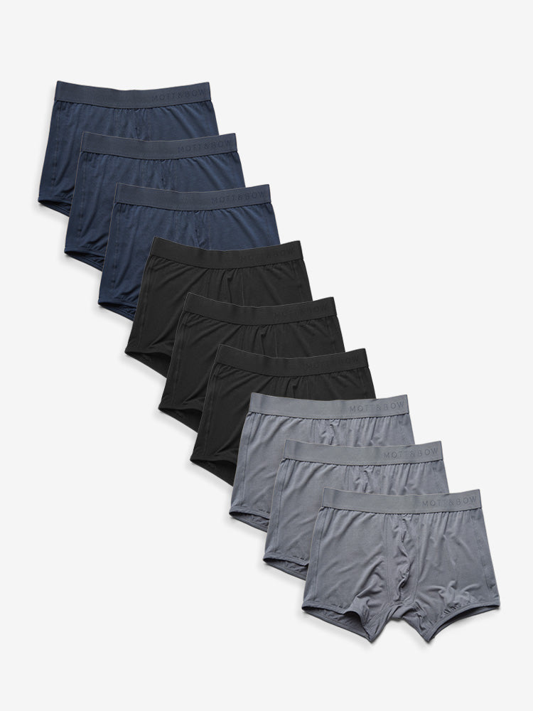Men wearing Gray/Navy/Black Trunks 9-Pack