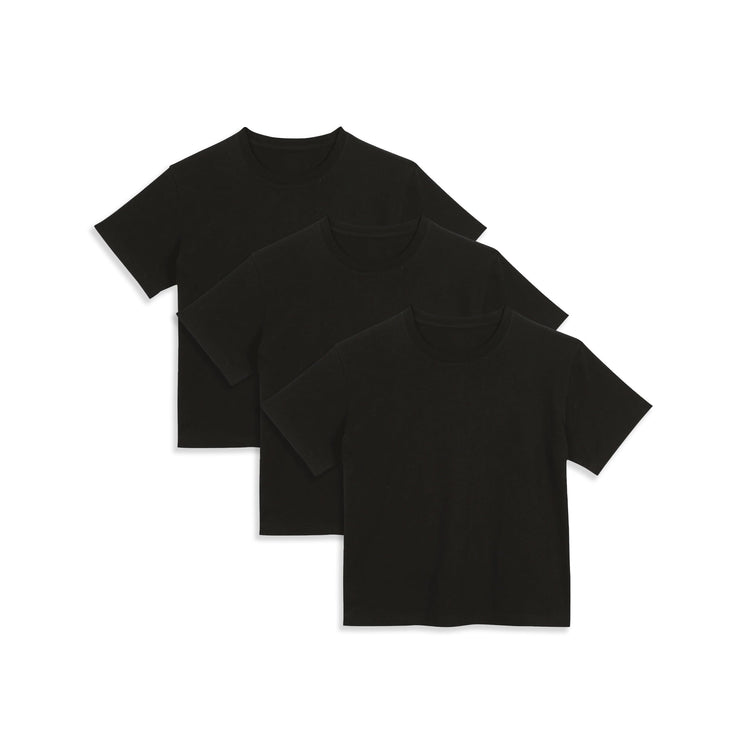 Women wearing Black Everyday Cotton Crew Tee 3-Pack