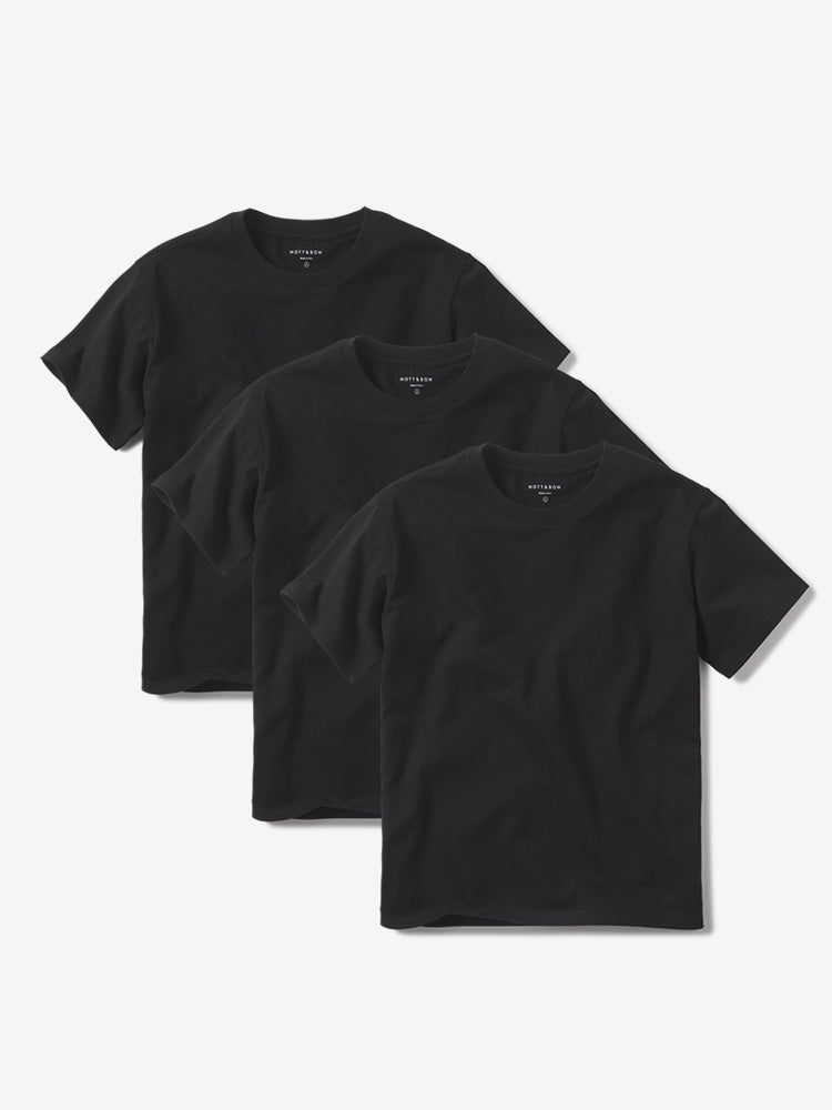 Women wearing Black Everyday Cotton Crew Tee 3-Pack