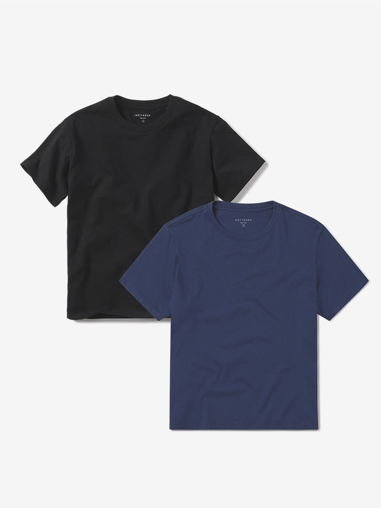 Women wearing Black/Venice Blue Everyday Cotton Crew Tee 2-Pack